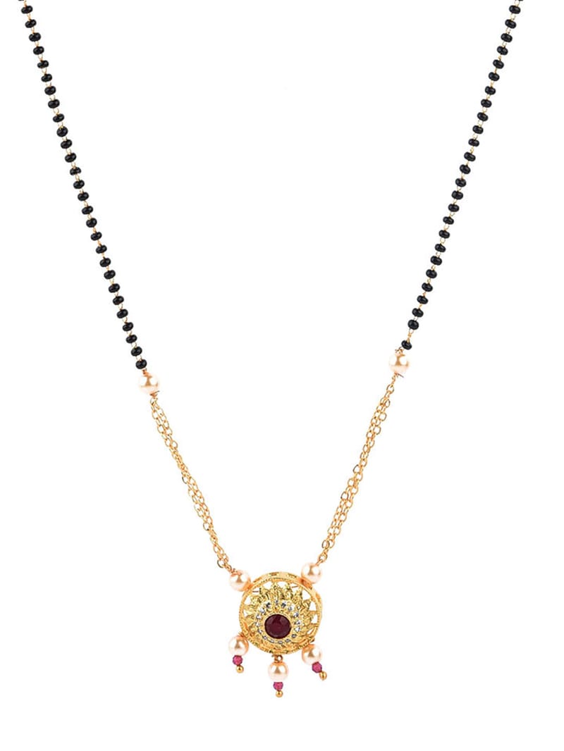 AD / CZ Single Line Mangalsutra in Gold finish - CNB10332