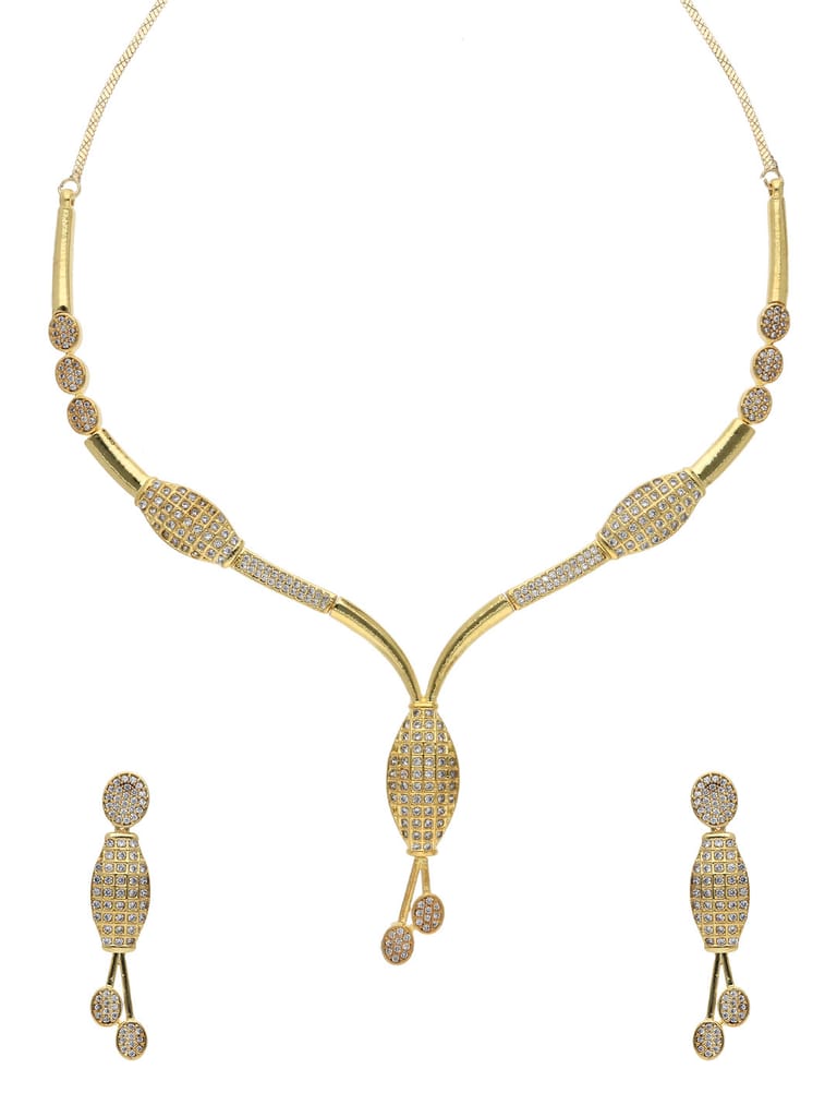 AD / CZ Necklace Set in Gold finish - RRM12013GO