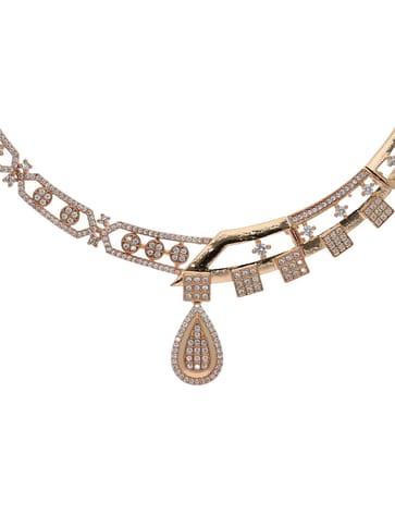 AD / CZ Necklace Set in Rose Gold finish - RRM12012RG