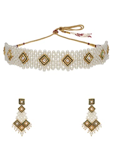 Pearls Choker Necklace Set in Gold finish - LAKC0004