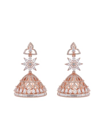 AD / CZ Jhumka Earrings in Rose Gold finish - CNB21877