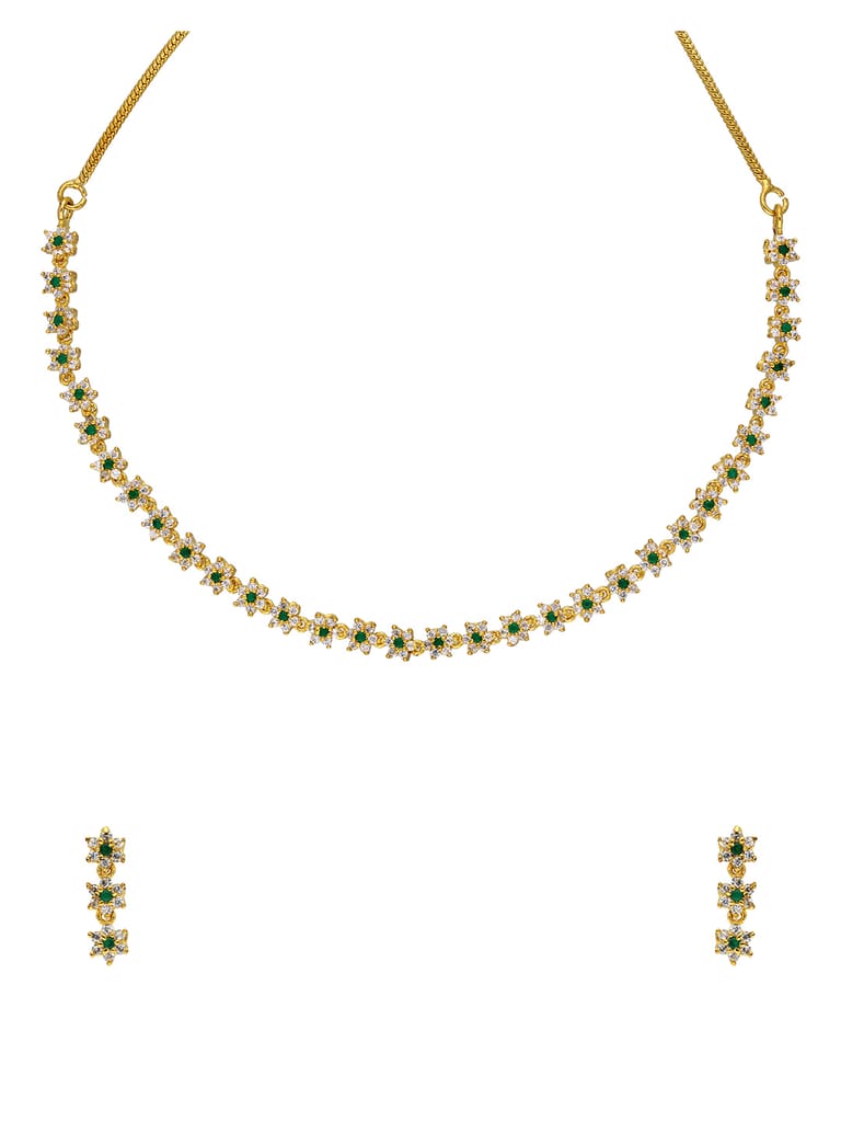 AD / CZ Necklace Set in Gold Finish - CNB829
