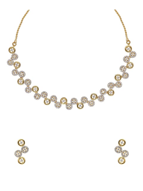 AD / CZ Necklace Set in Two Tone Finish - CNB918