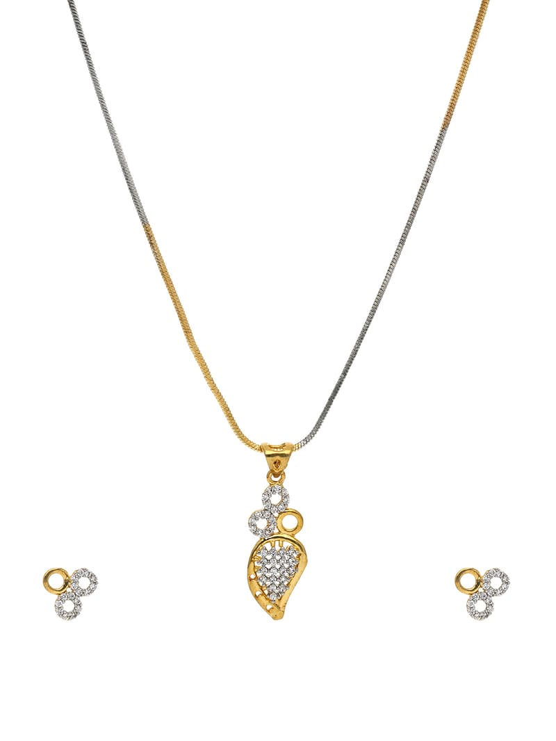 AD/CZ Pendant Set in Two Tone Finish - CNB2216