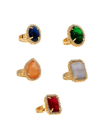 AD / CZ Finger Ring in Assorted color and Gold finish - PPP604AGO