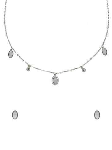 Western Necklace Set in Rhodium finish with MOP - CNB29953