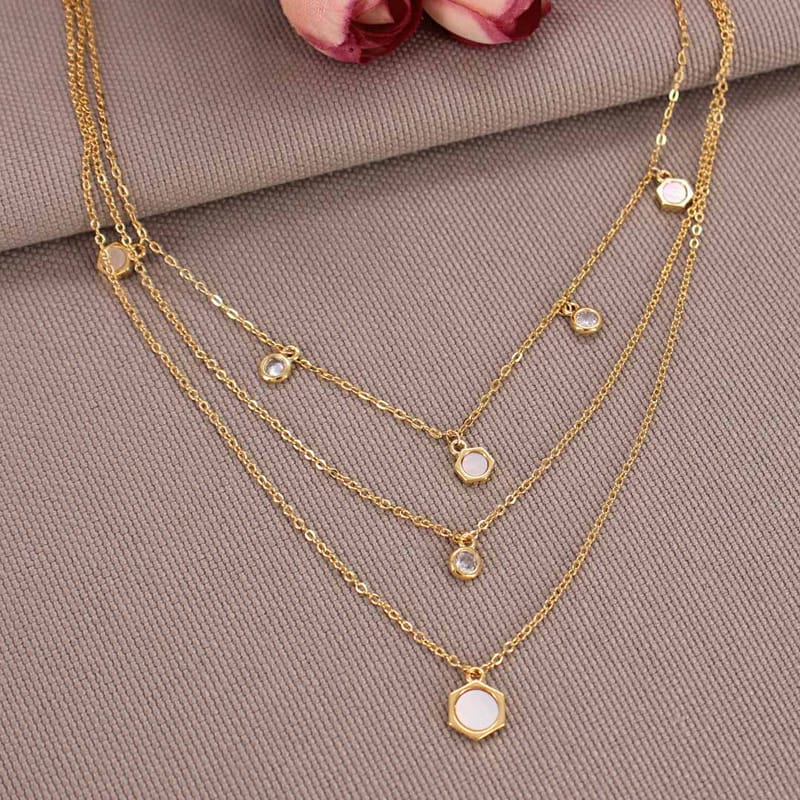 Western Necklace in Gold finish with MOP - CNB29977