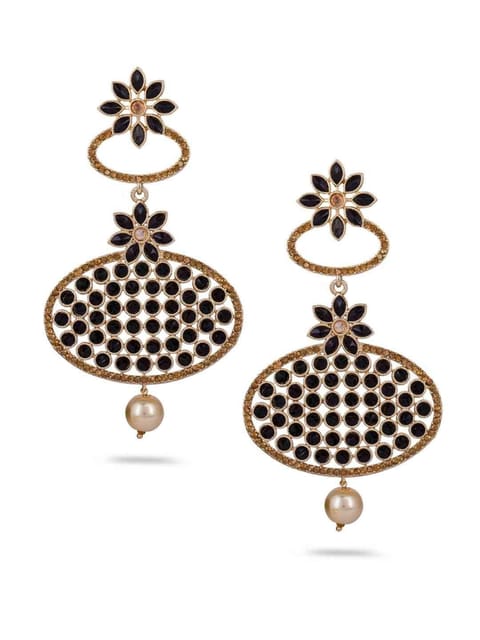 Traditional Long Earrings in Gold finish - CNB684