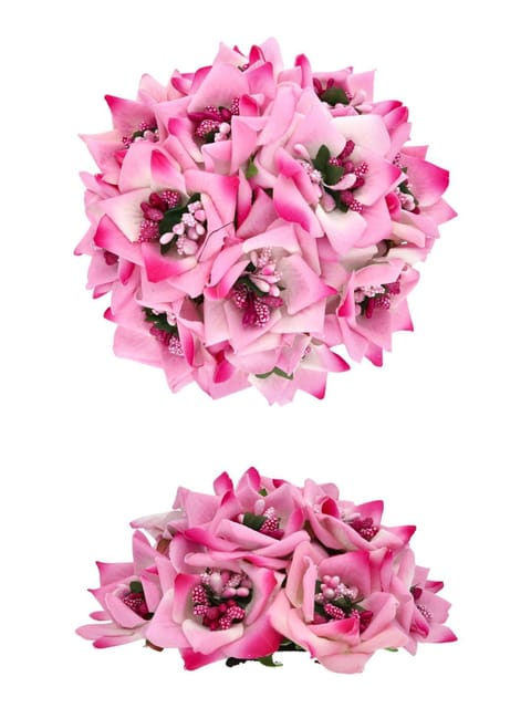 Floral / Flower Juda / Amboda in Pink color - RAJ222PI