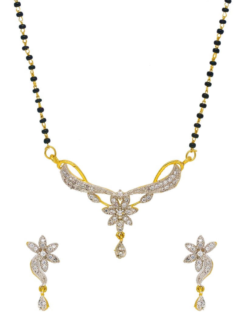 AD / CZ Single Line Mangalsutra in Two Tone finish - CNB35070