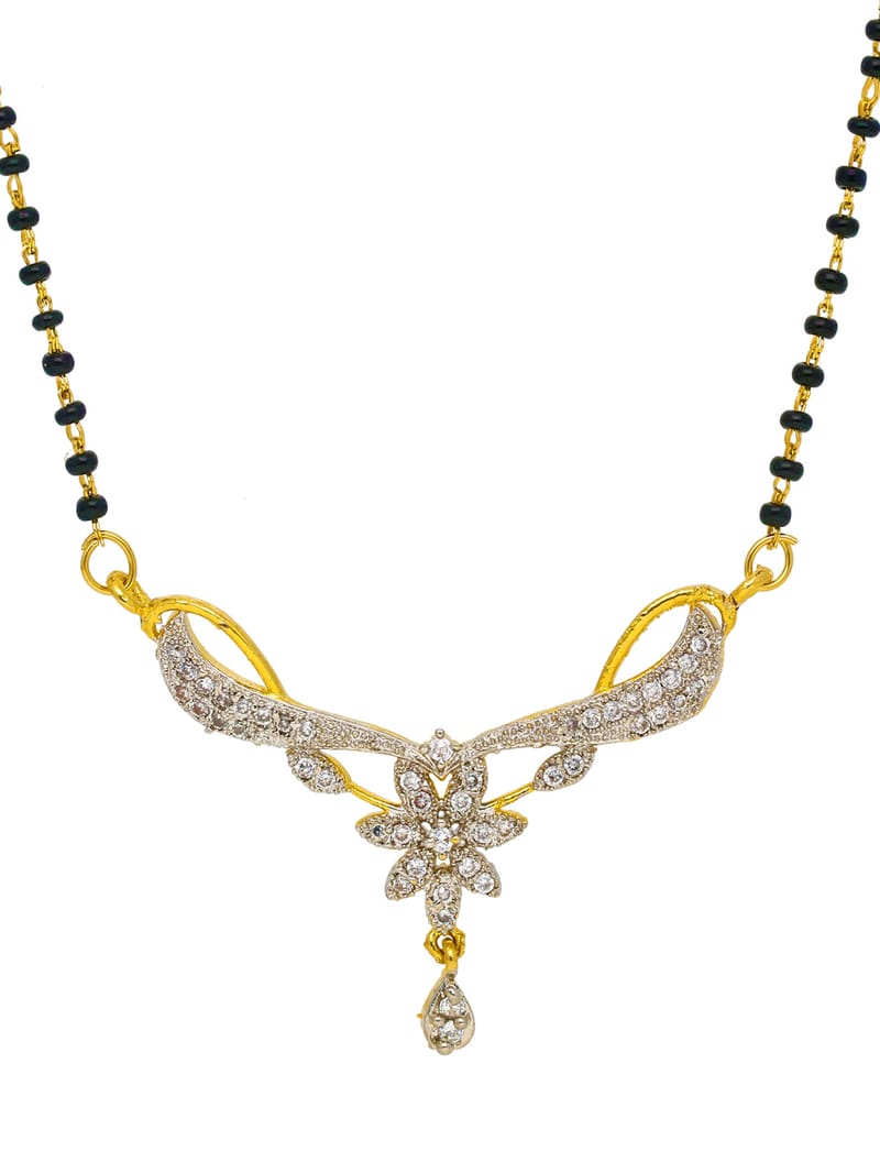 AD / CZ Single Line Mangalsutra in Two Tone finish - CNB35070