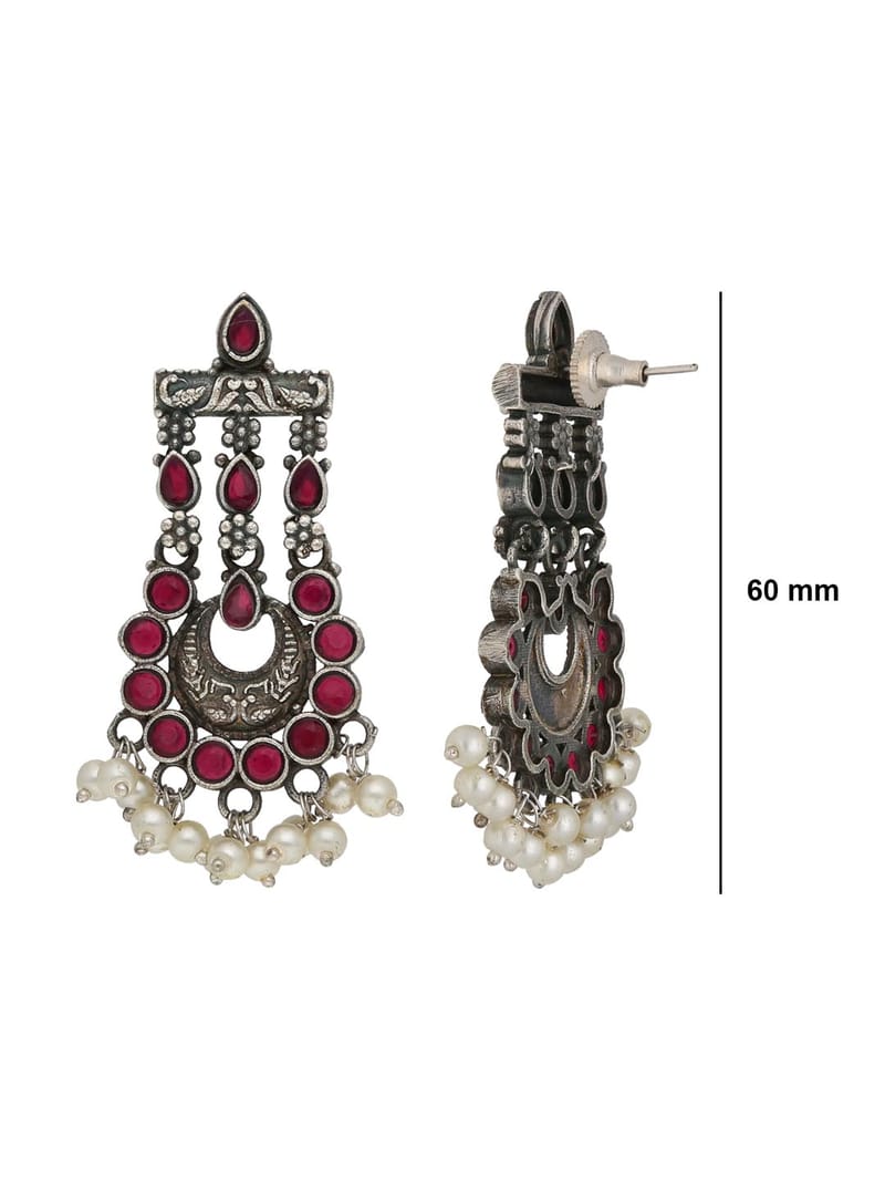Dangler Earrings in Oxidised Silver finish - CNB39321