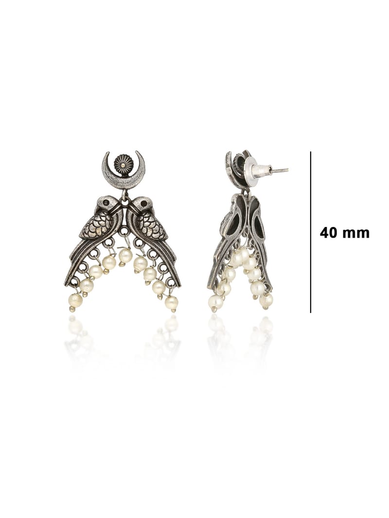 Dangler Earrings in Oxidised Silver finish - CNB39406