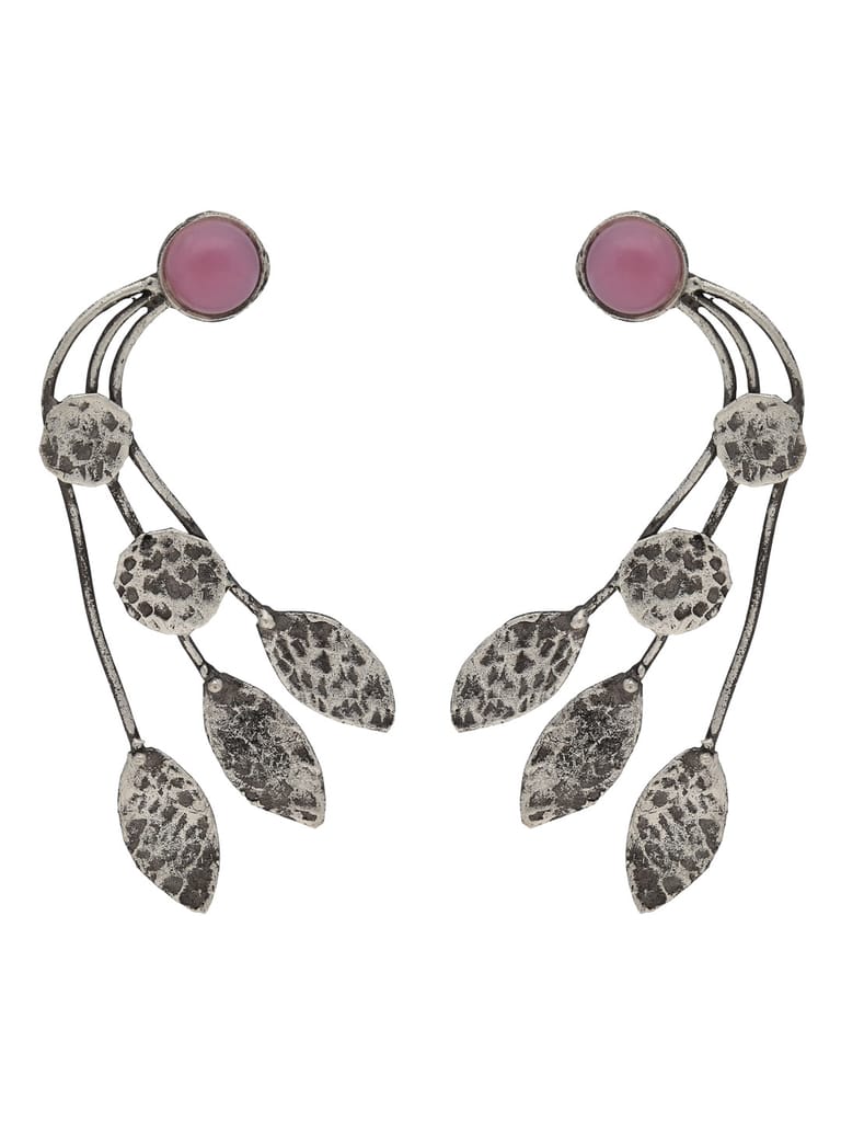 Oxidised Long Earrings in Pink color - CNB26702