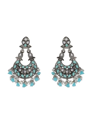 Oxidised Dangler Earrings in Firoza color - CNB18025