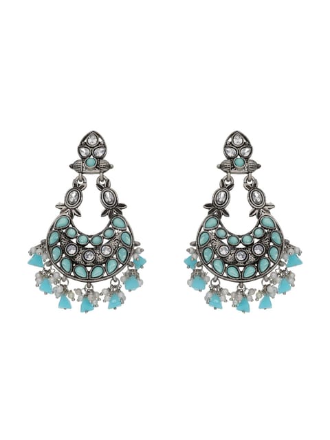 Oxidised Dangler Earrings in Firoza color - CNB18025
