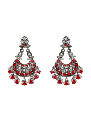 Oxidised Dangler Earrings in Red color - CNB18023