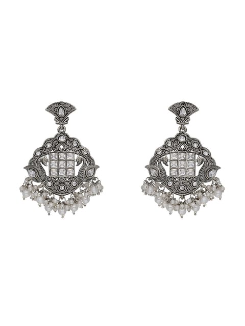 Oxidised Dangler Earrings in White color - CNB18020