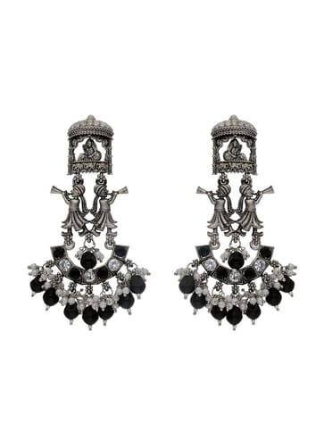 Oxidised Long Earrings in Black color - CNB18001