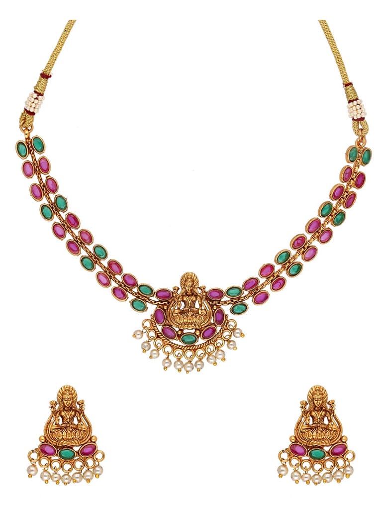 Temple Necklace Set in Gold finish - SJB135