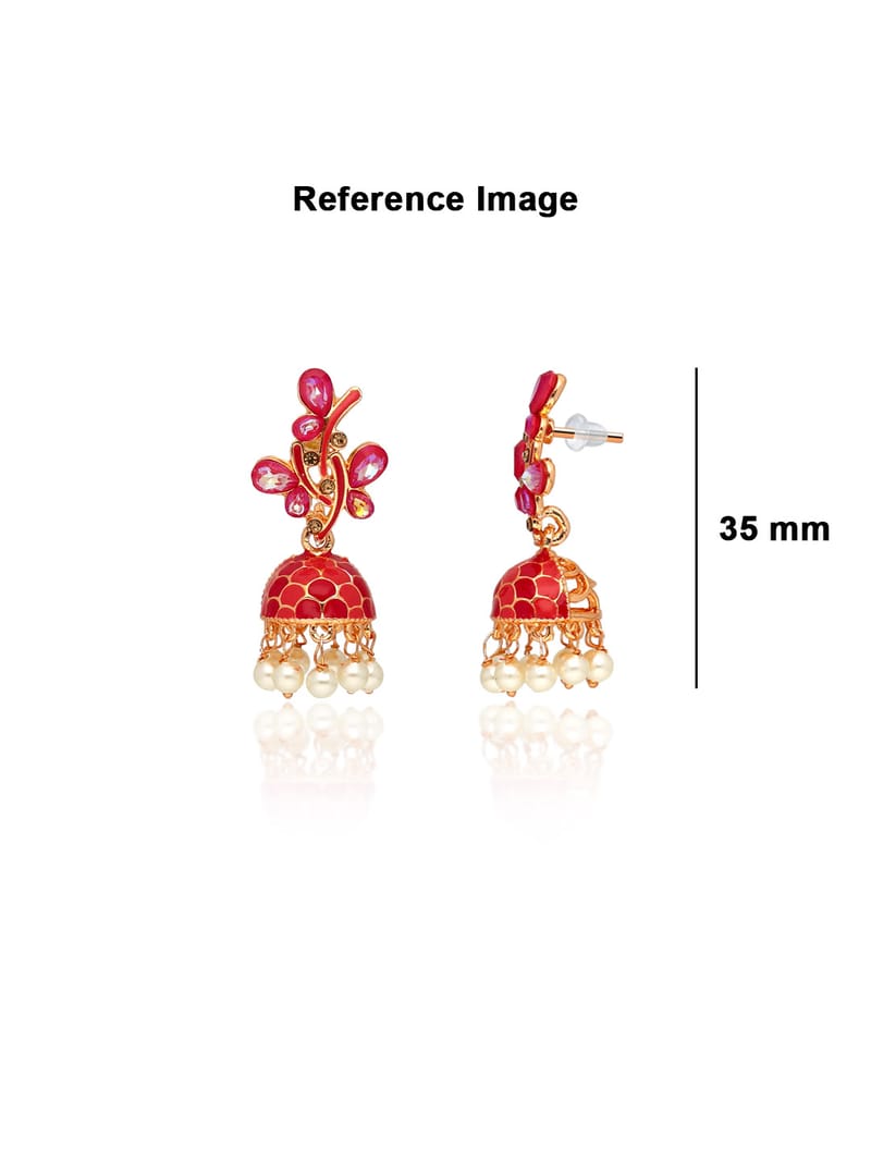 Meenakari Jhumka Earrings in Rose Gold finish - CNB39054