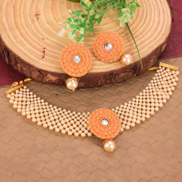 Meenakari Choker Necklace Set in Gold finish - PRT2549PE