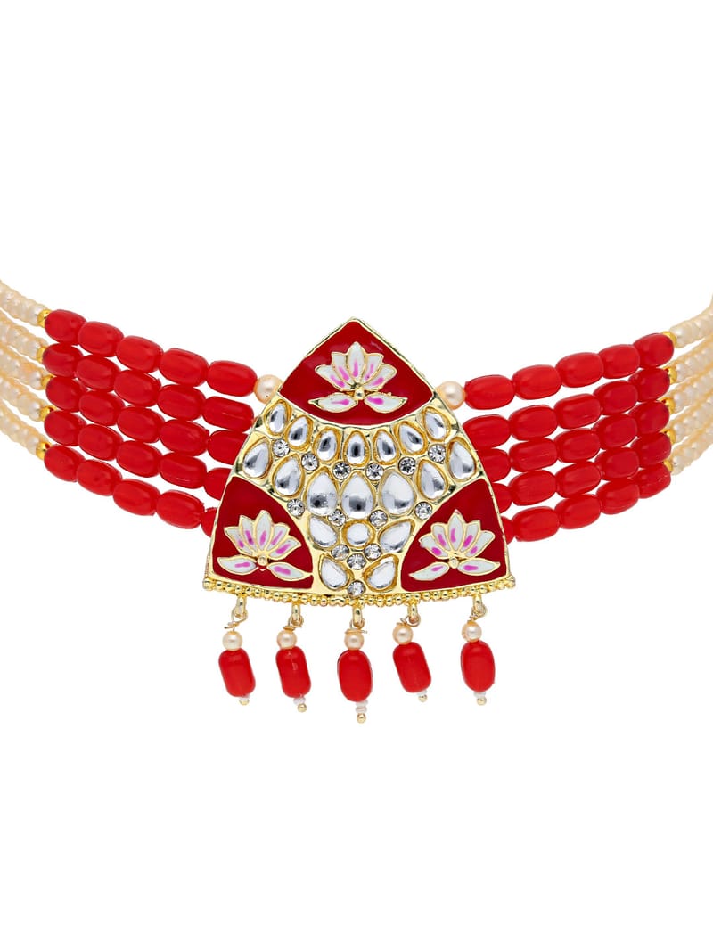 Kundan Choker Necklace Set in Gold finish - PRT2627RE