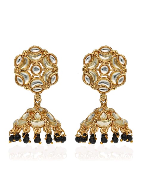 Kundan Jhumka Earrings in Gold finish - CNB41254