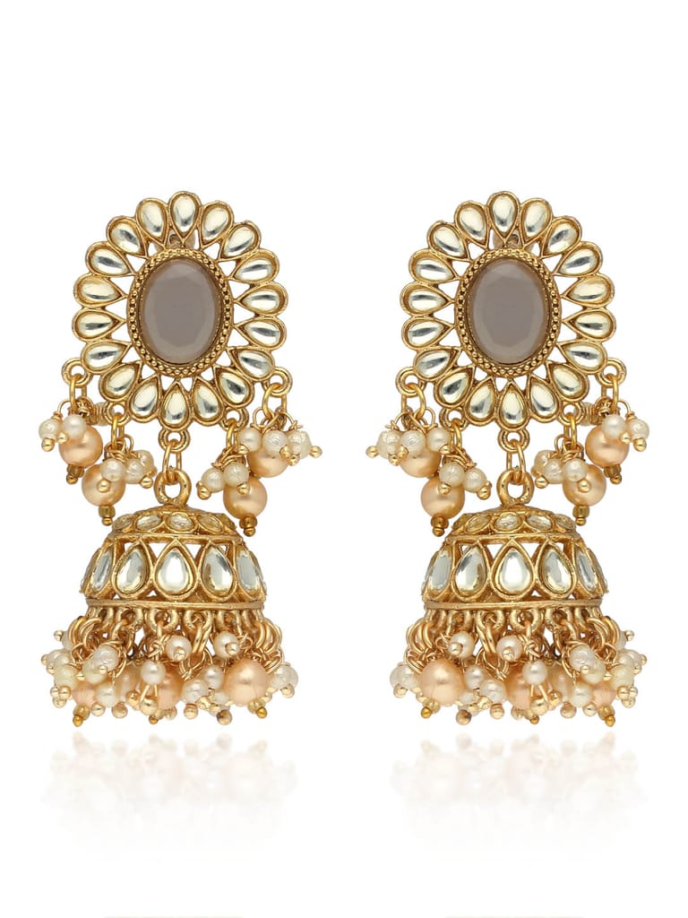 Kundan Jhumka Earrings in Gold finish - CNB41285