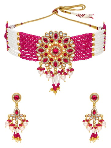 Traditional Choker Necklace Set in Gold finish - PSR127
