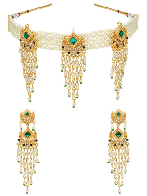 Pearls Choker Necklace Set in Gold finish - PSR136