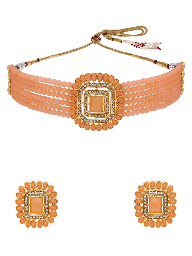 Traditional Choker Necklace Set in Gold finish - PSR70
