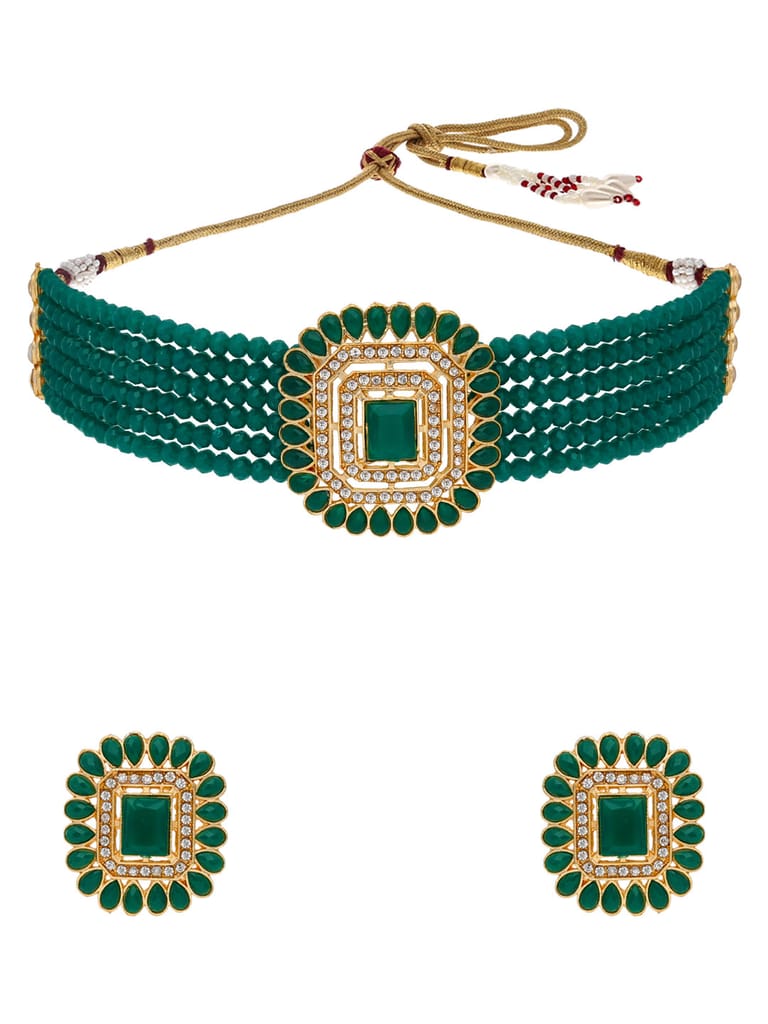 Traditional Choker Necklace Set in Gold finish - PSR78