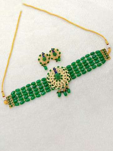 Peacock Choker Necklace Set in Gold finish - PSR133