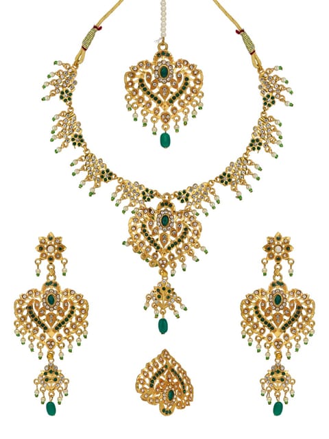 Necklace Set with Finger Ring in Gold finish - PSR281