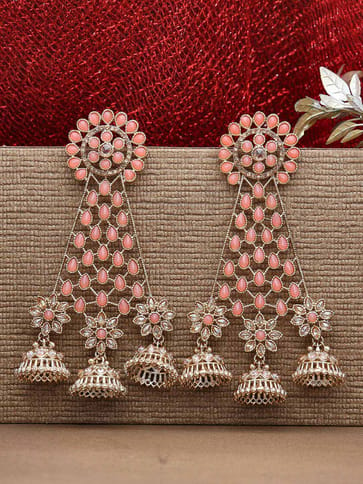 Reverse AD Jhumka Earrings in Oxidised Gold finish - CNB710