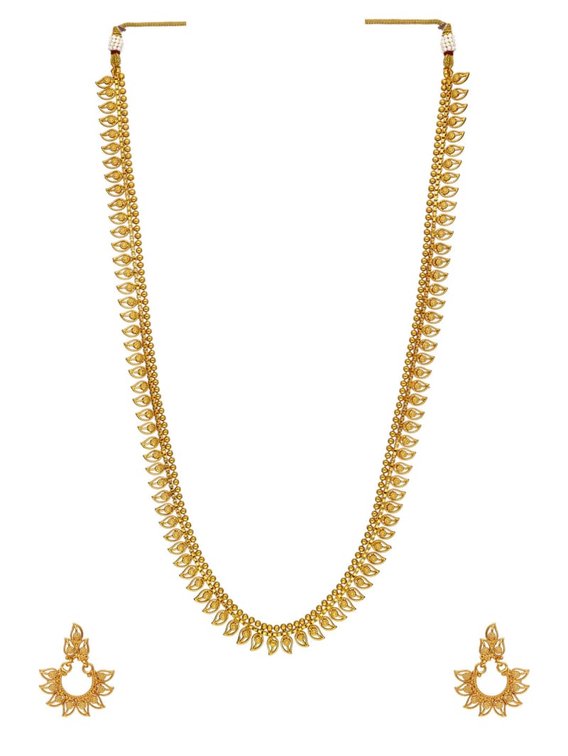 Antique Gold Long Necklace Set - CNB854