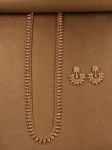Antique Gold Long Necklace Set - CNB886