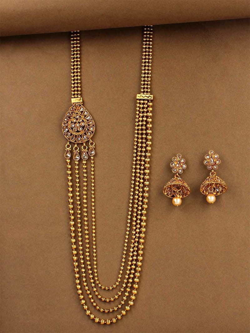 Antique Gold Long Necklace Set - CNB922