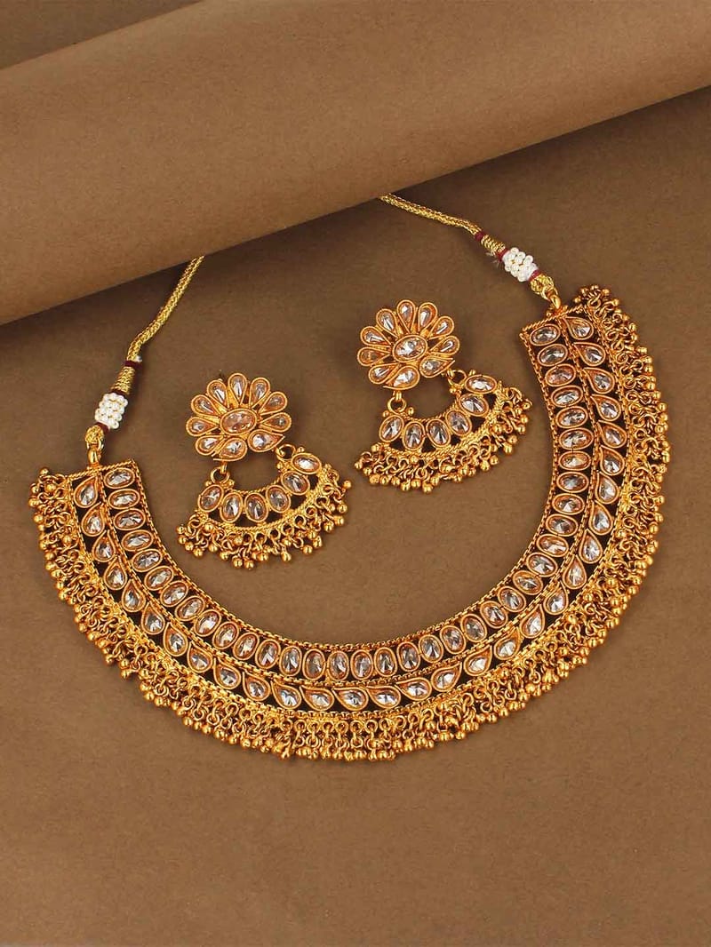 Antique Gold Necklace Set - CNB1132