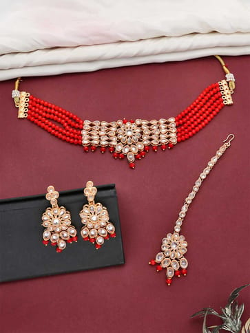 Reverse AD Choker Necklace Set in Rose Gold finish - CNB5082