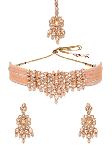 Reverse AD Choker Necklace Set in Rose Gold finish - CNB5084