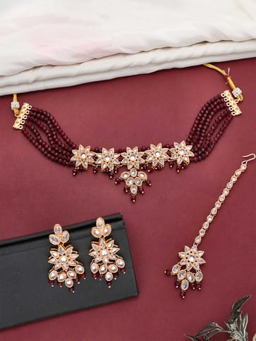 Reverse AD Choker Necklace Set in Rose Gold finish - CNB5112
