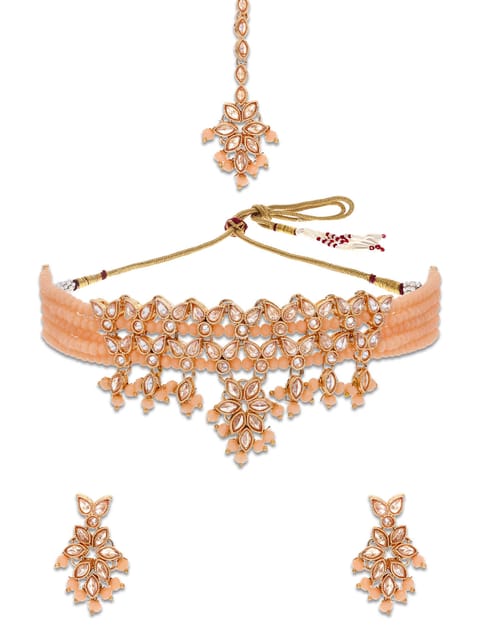 Reverse AD Choker Necklace Set in Rose Gold finish - CNB5124