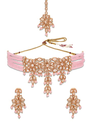 Reverse AD Choker Necklace Set in Rose Gold finish - CNB5129