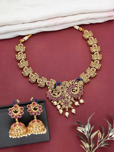Reverse AD Necklace Set in Gold finish - PEAN855RU