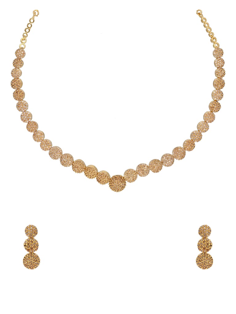 AD / CZ Necklace Set in Gold Finish - CNB1229