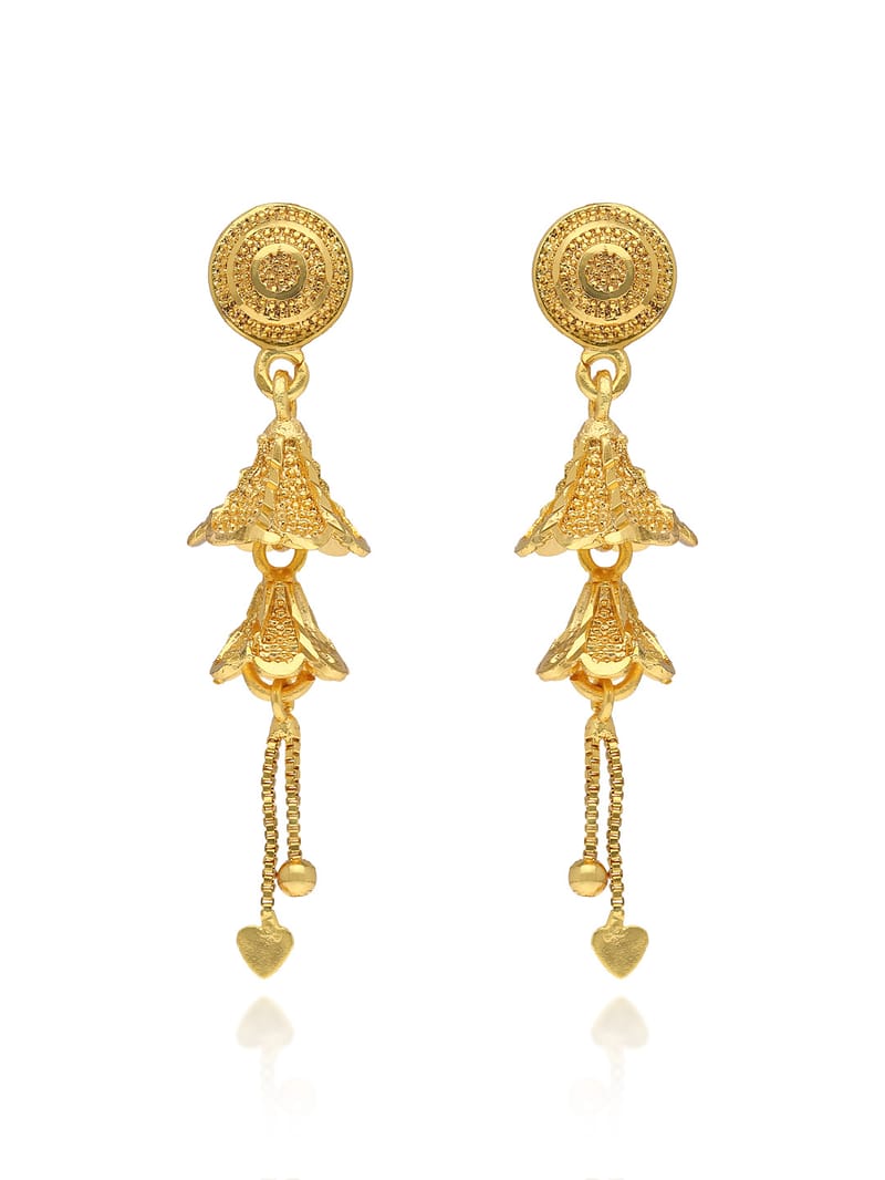 Traditional Forming Gold Jhumka Earrings - PSR592