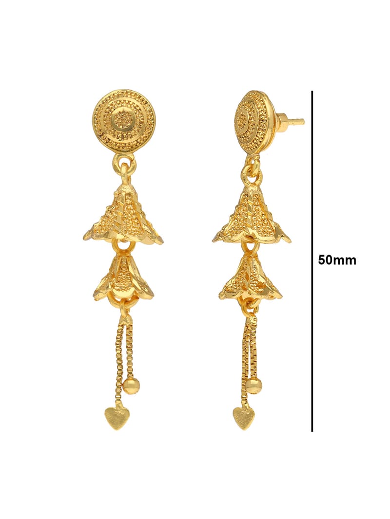 Traditional Forming Gold Jhumka Earrings - PSR592