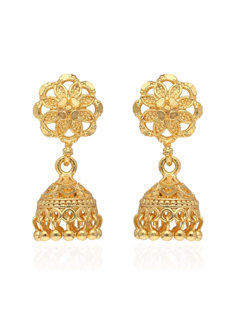 Traditional Forming Gold Jhumka Earrings - PSR628